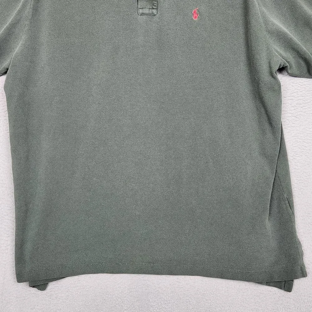Polo Ralph Lauren Polo Shirt Mens 2XL Green Pique Knit Short Sleeve Red Pony